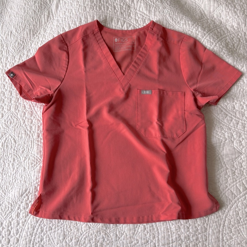 Figs Coral V-Neck Scrub Top and Pants
